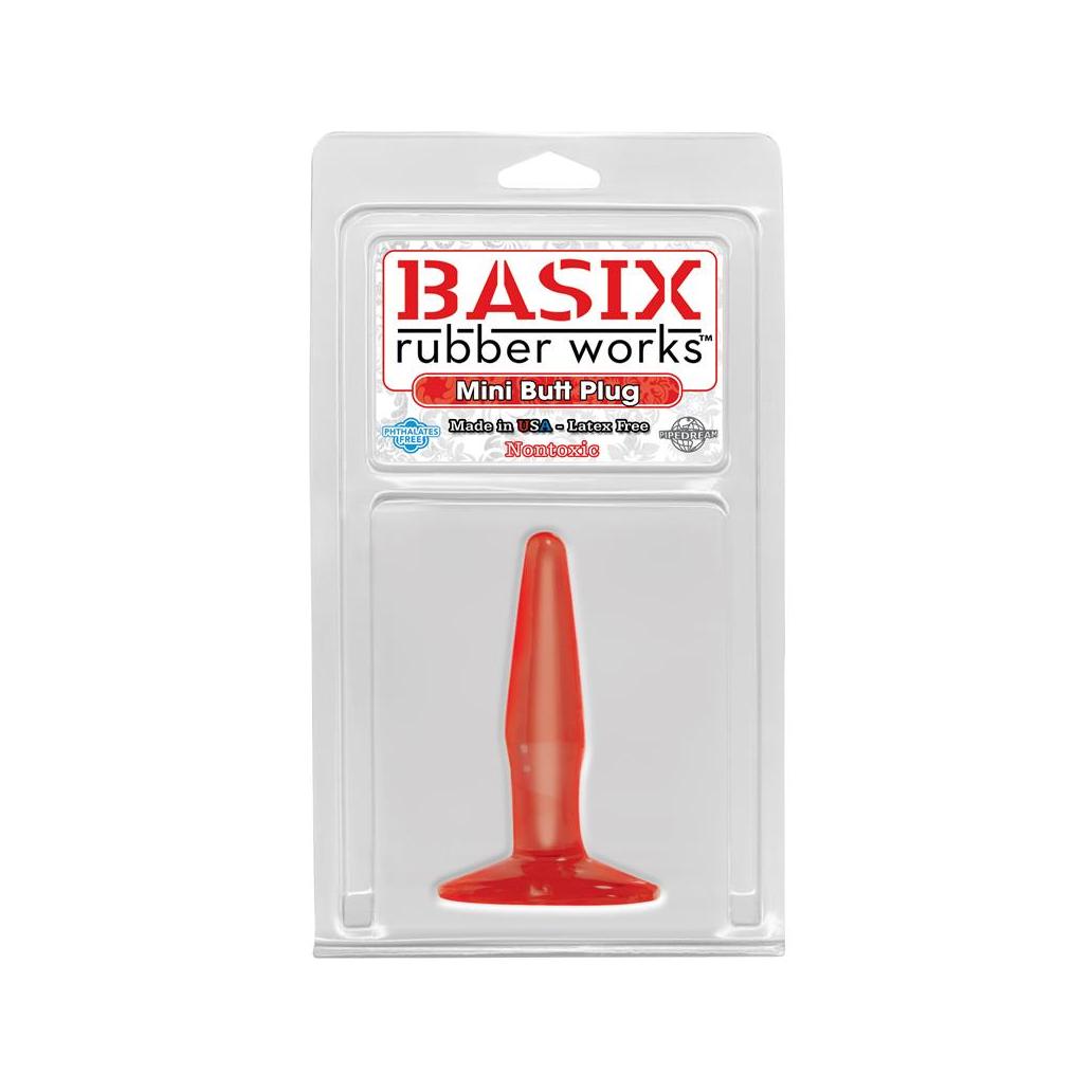 Basix rubber works mini butt plug - cor rojo
