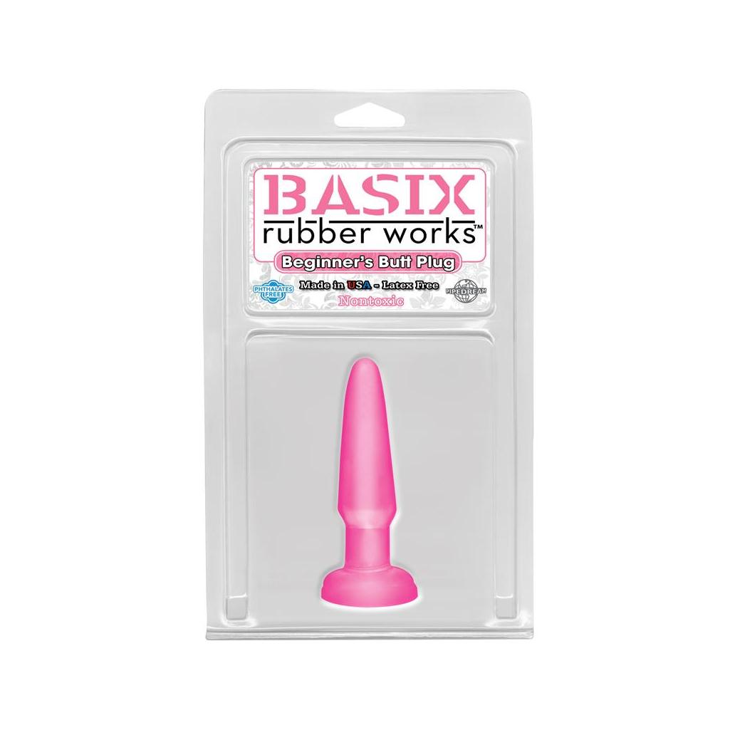 Basix rubber works butt plug principiantes - cor rosa