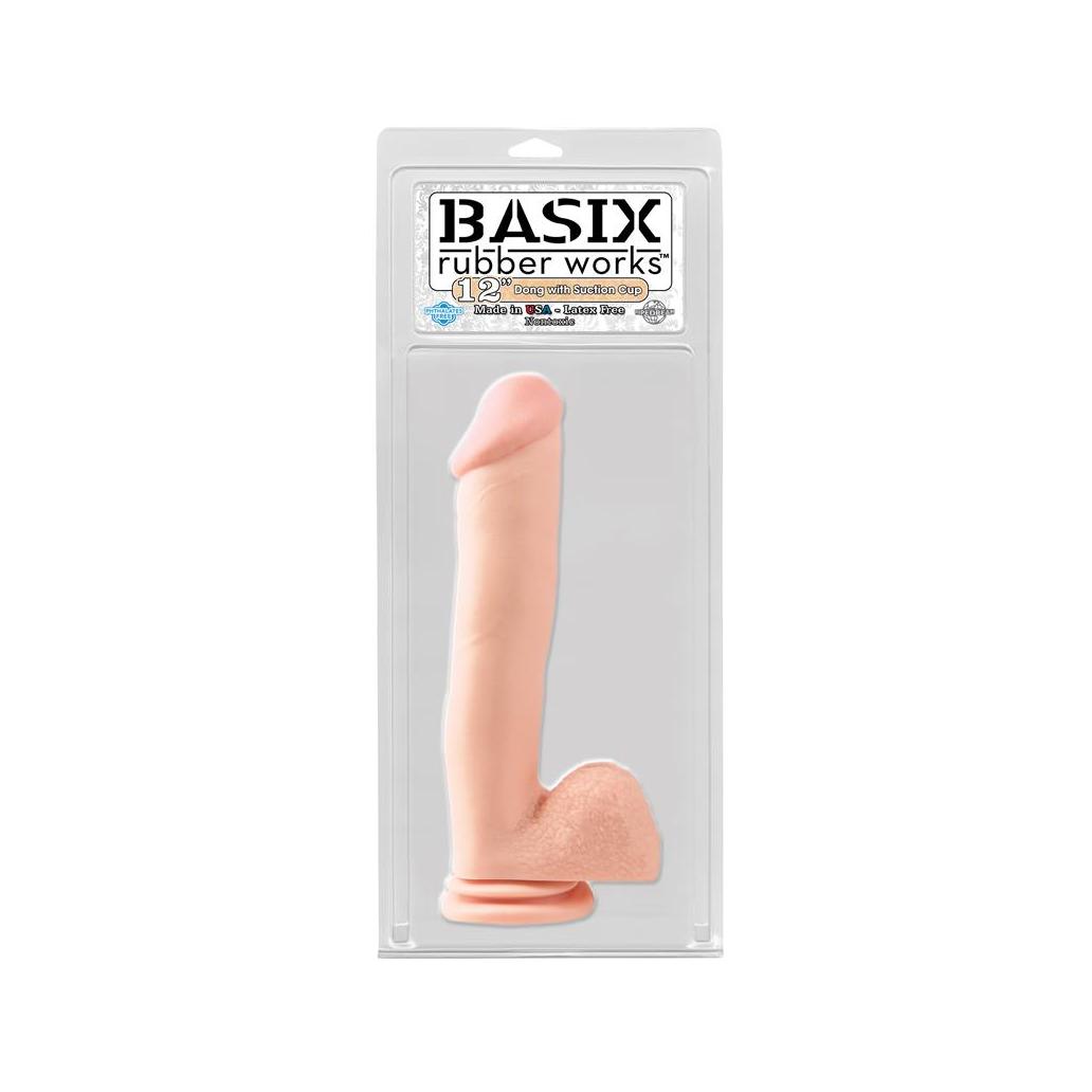 Dildo com testículos e ventosa 30,5 cm cor natural