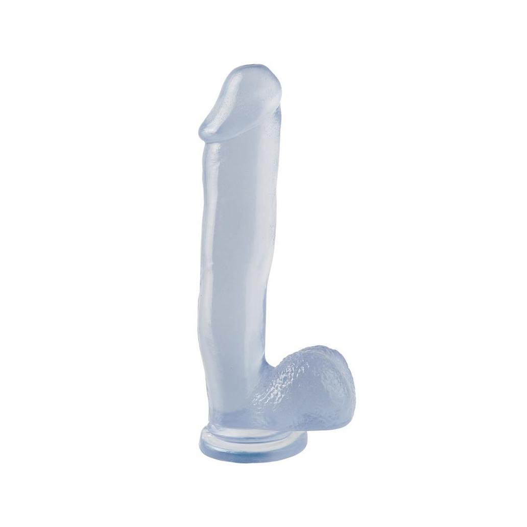 Dildo com testículos e ventosa 30,5 cm transparente