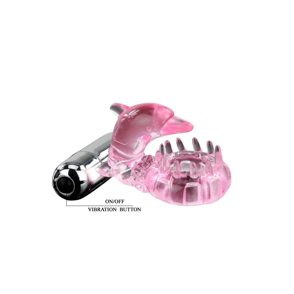 Anillo vibrador love dolphig ring rosa