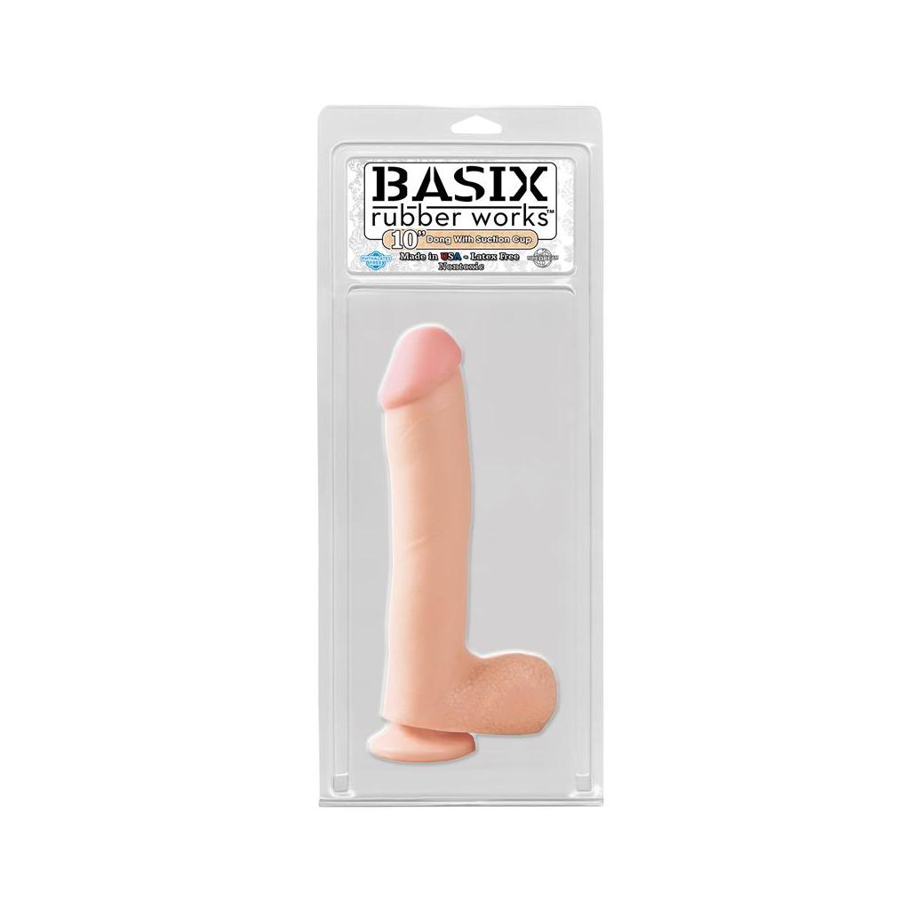 Basix rubber works 25,4 cm pénis e testículos com ventosa -
