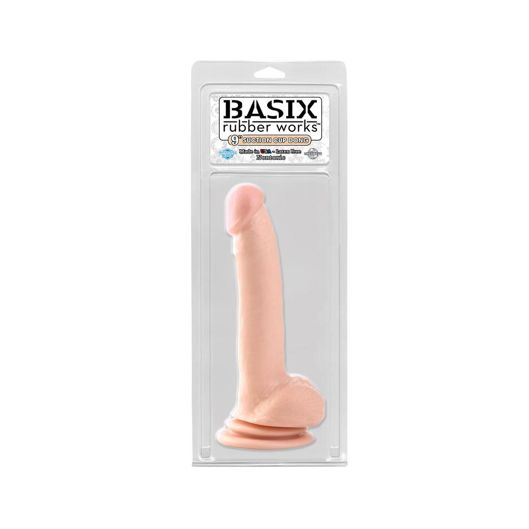 Basix rubber works 22,9 cm pénis e testículos com ventosa -
