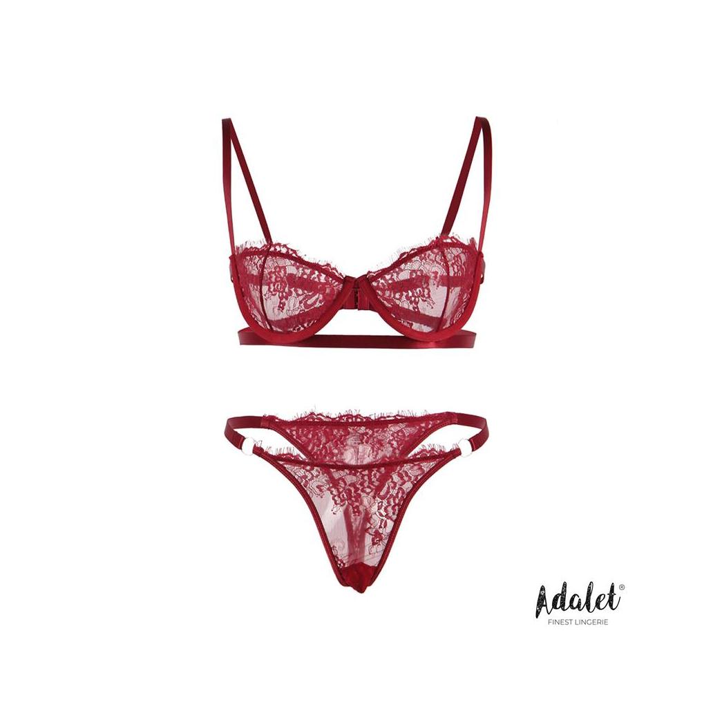 Conjunto de sutiã e tanga mia lace burgundy