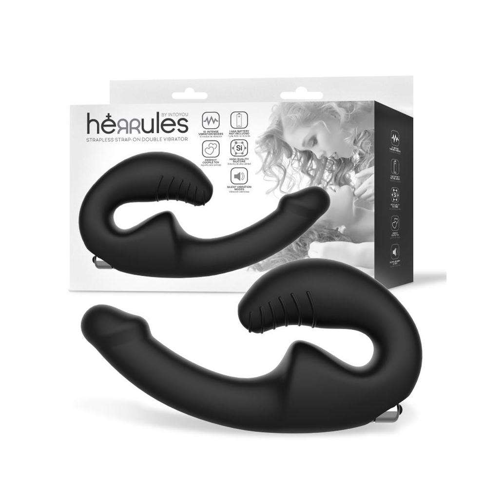 Vibrador strap-on doble sin arnés