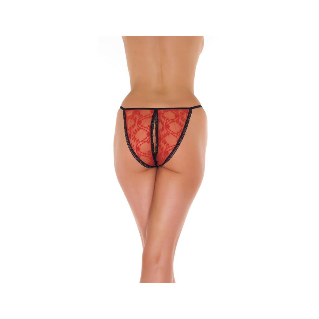 Rimba amorable open briefs red & black one size