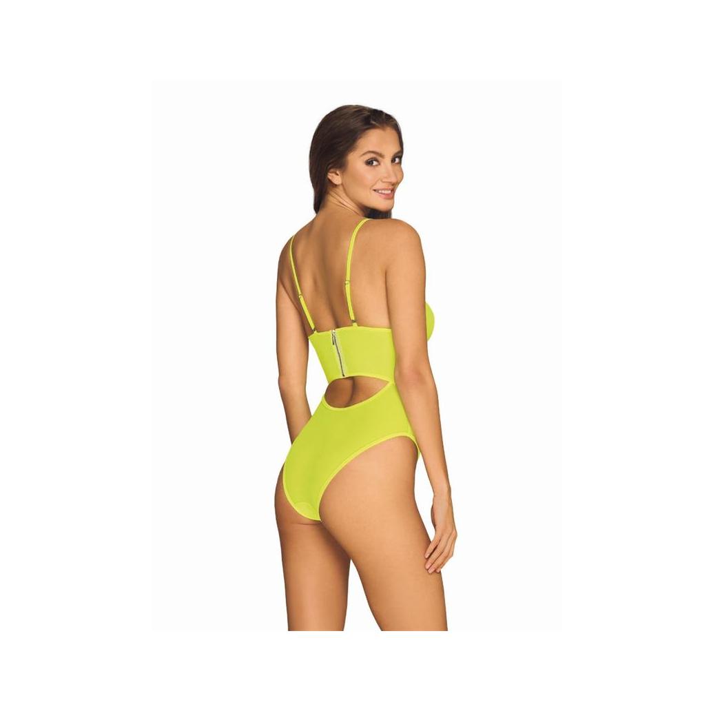 Body neonia com cremallera amarelo neón