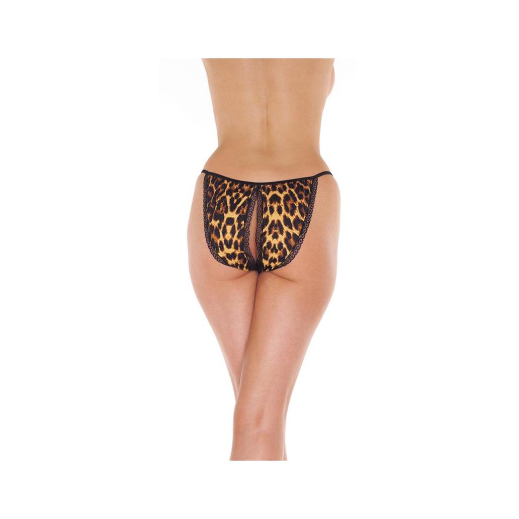 Rimba amorable leopard print open back panty tamanho único