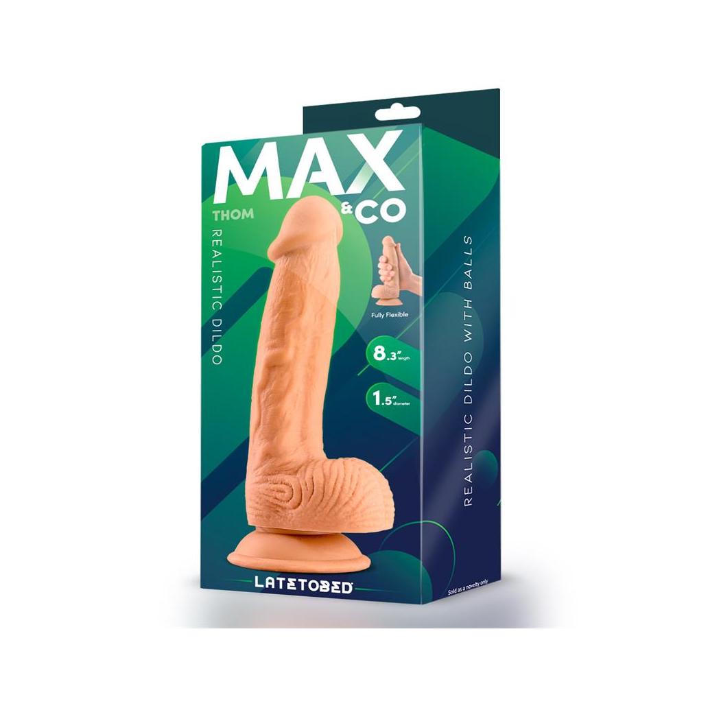 Thom dildo realista com testículos natural 8.3