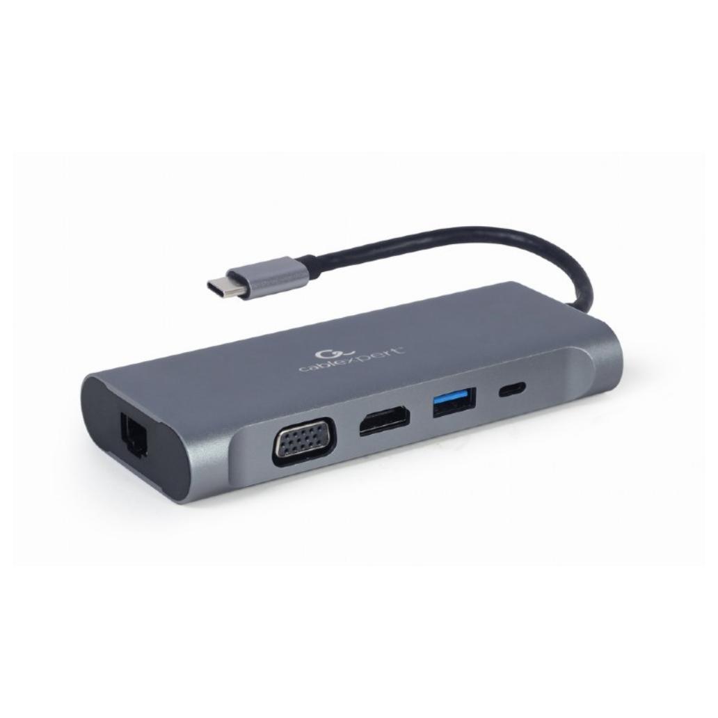 Gembird multip usbc 7in1 hub3.0,hdmi,vga,pd,leitor de cartõe
