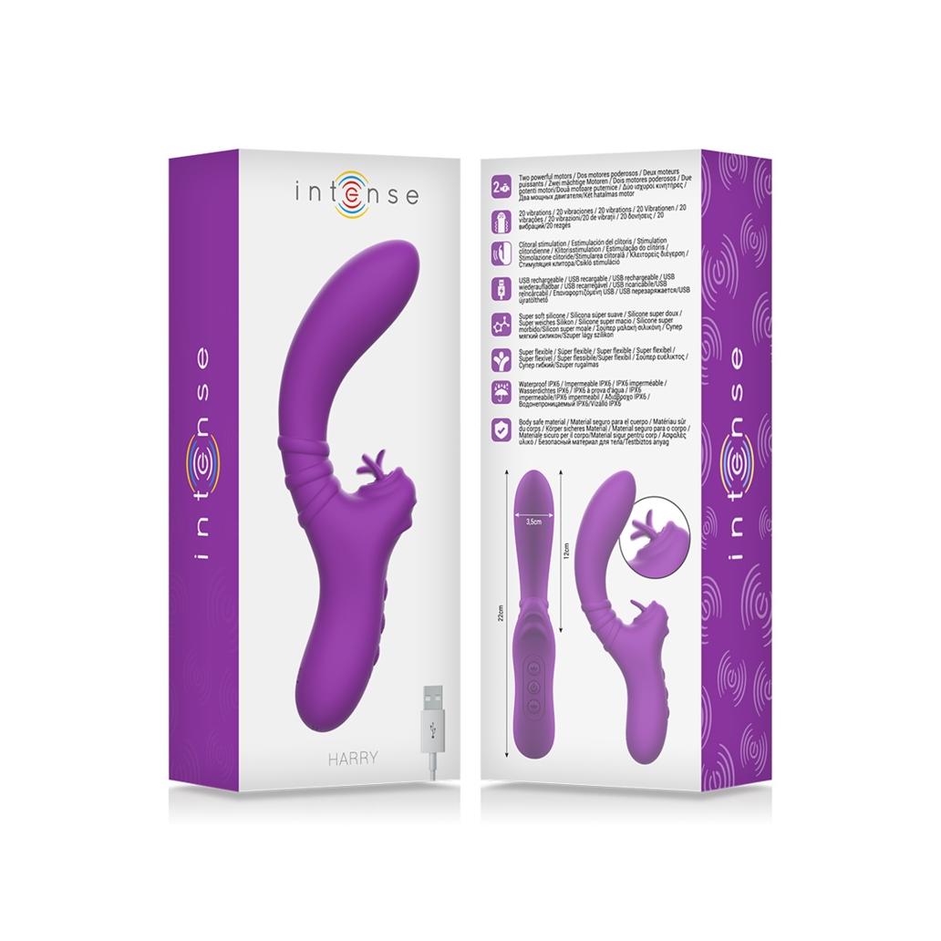 Intense - vibrador flexível harry com língua roxa