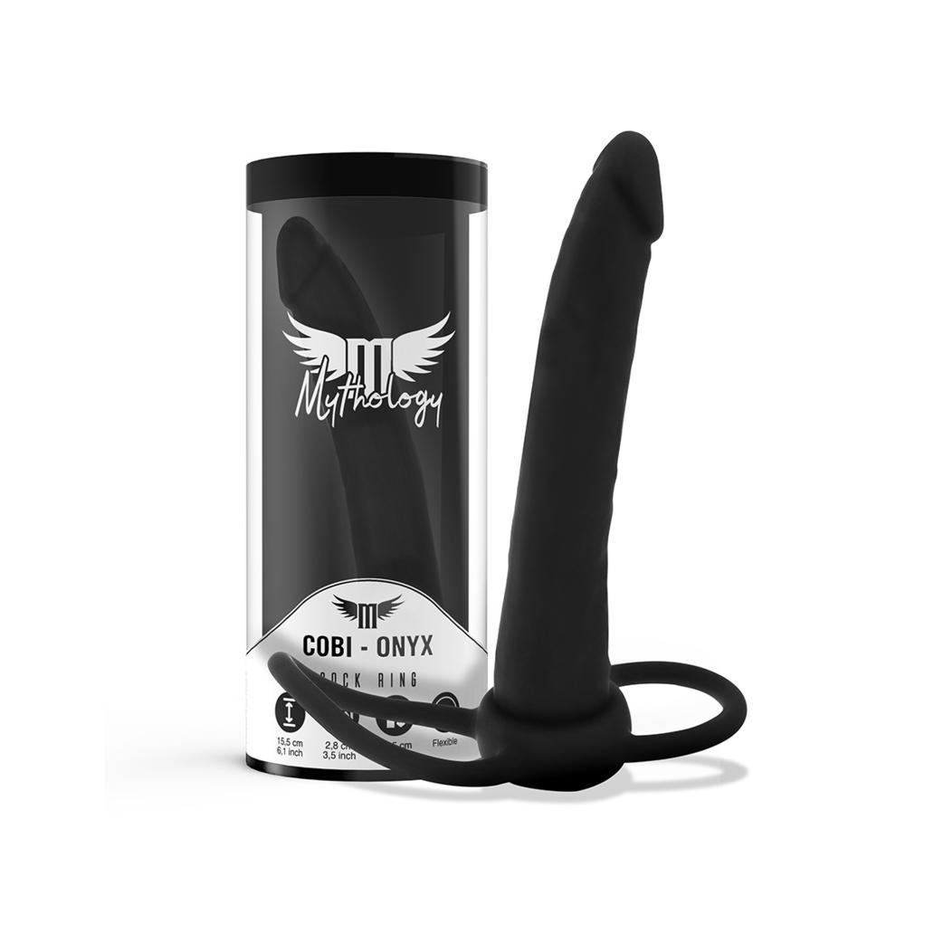 Mythology - dildo anal cobi onyx com anel de galo e testícul