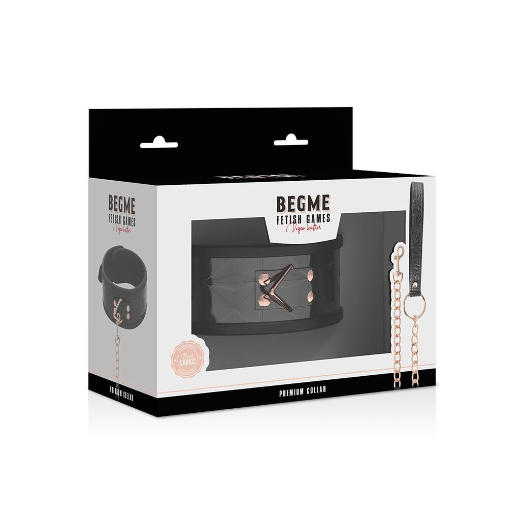 Begme - black edition premium colar de couro vegan