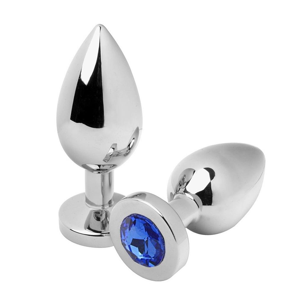 Metal hard - plug anal diamante azul médio 7,62cm