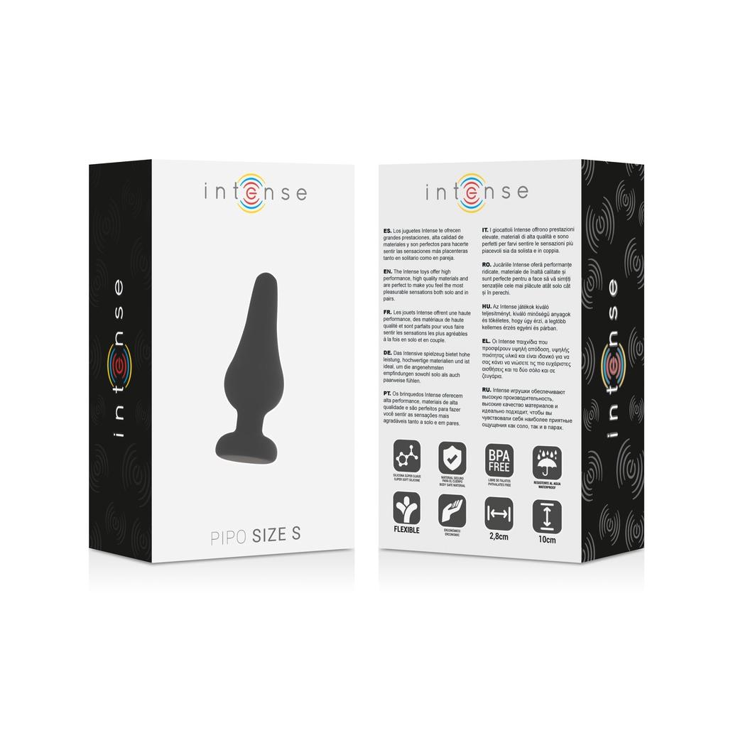 Intense - plug anal pipo s silicone preto 9,8 cm