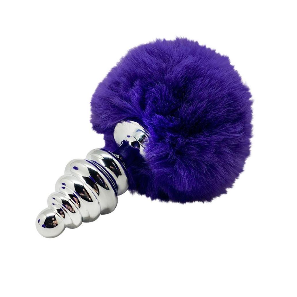 Alive - plug de prazer anal espiral metal fluffy dark violet