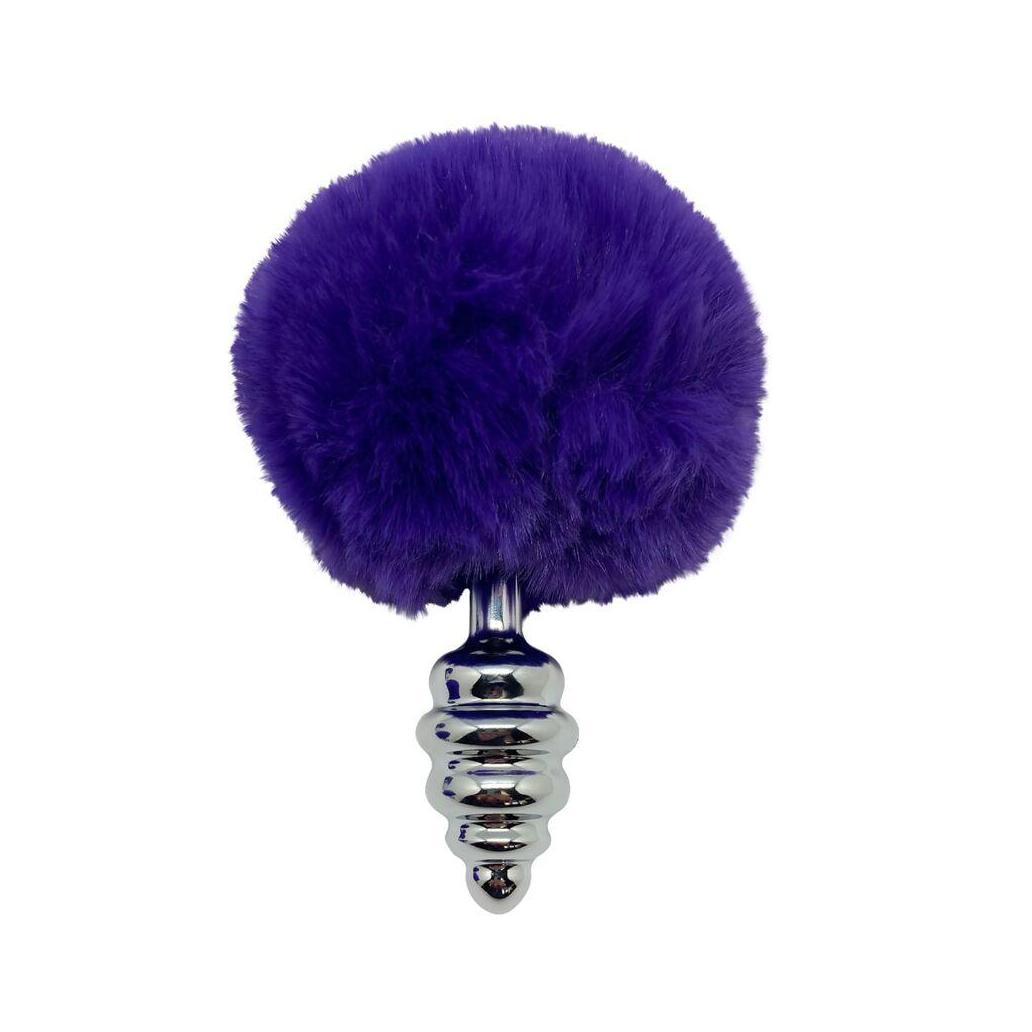 Alive - plug de prazer anal espiral metal fluffy dark violet