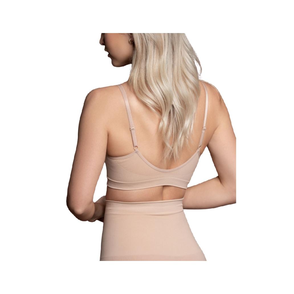 Bye-bra - medium control suti sem pontos beige tamanho xl