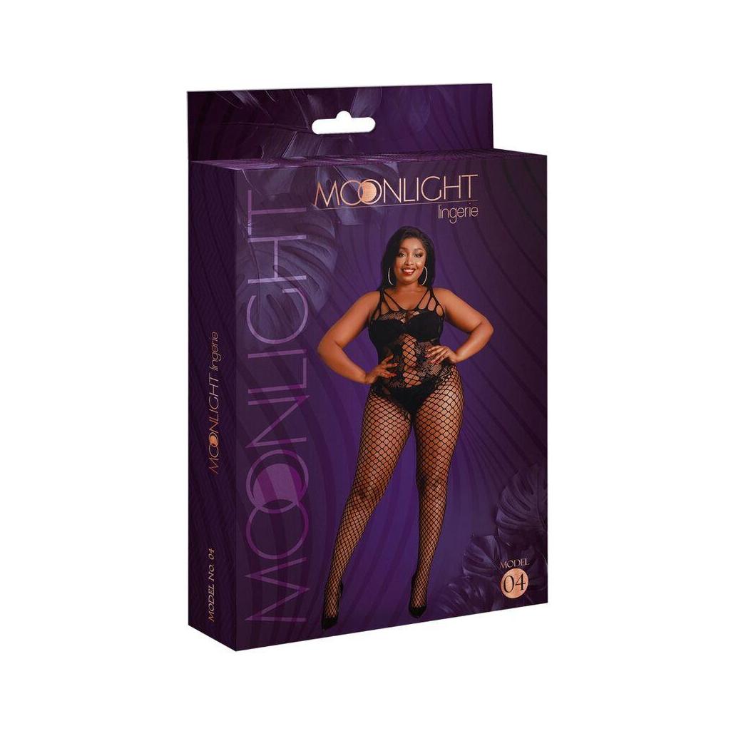 Moonlight - modelo 4 bodystock preto plus size