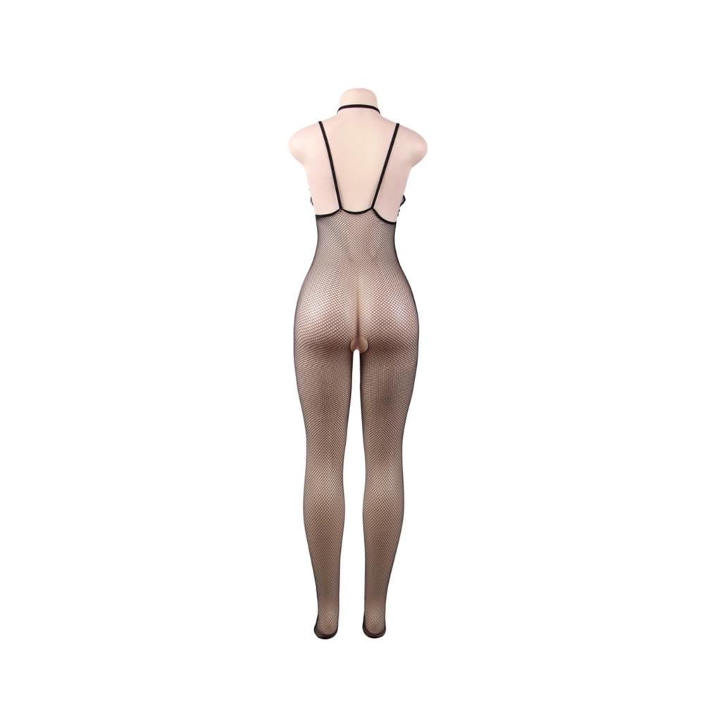 Queen lingerie - bodystocking de rede com abertura s/l