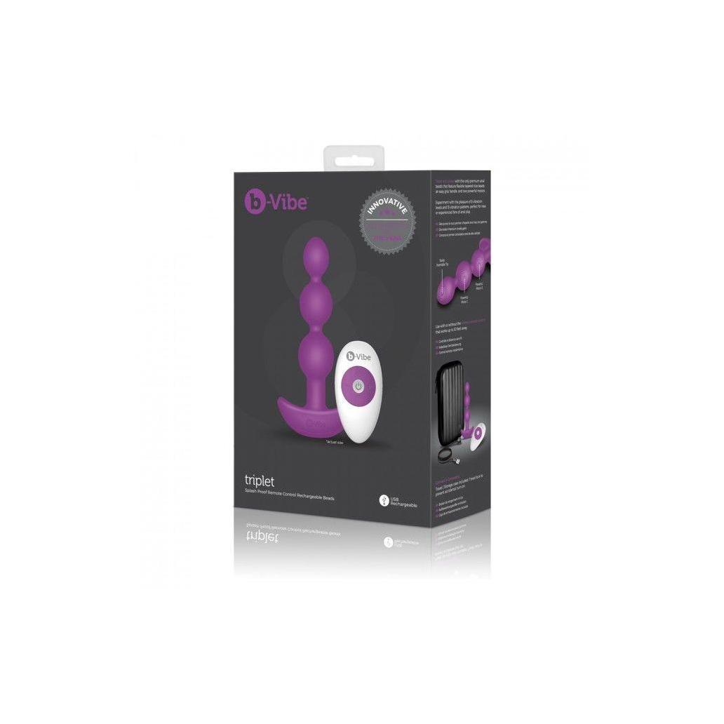 B-vibe - triplet anal contas de controle remoto rosa