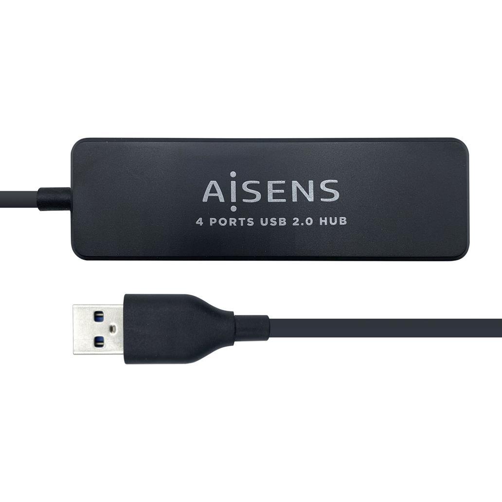 Hub usb aisens 4p usb 2.0 tipo a/m a a/h a104-0402 negro 30c