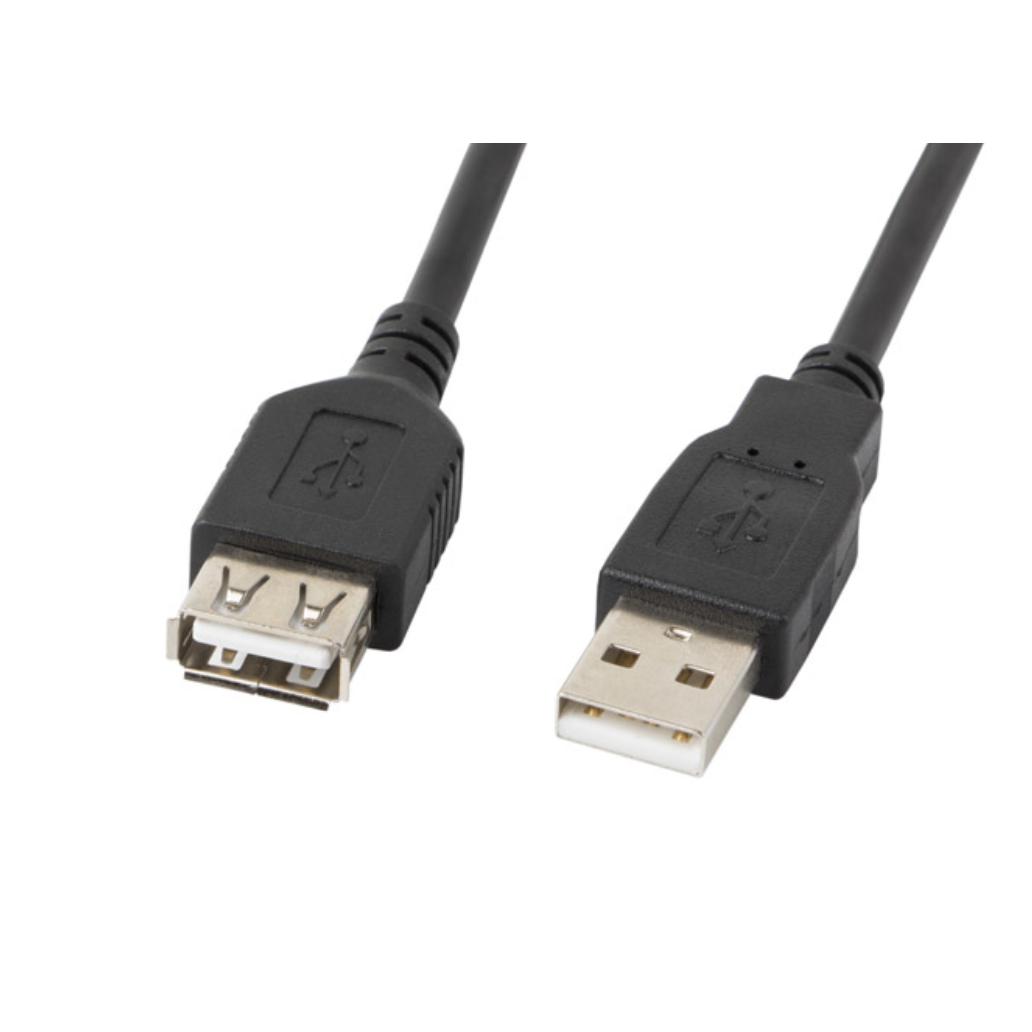 Lanberg cabo de extensão usb 2.0 macho macho fêmea 0,7m pret