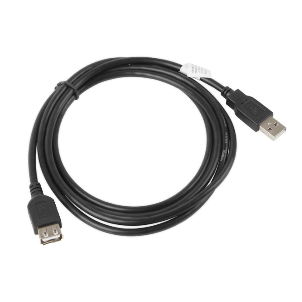 Lanberg cabo de extensão usb 2.0 macho macho fêmea 1,8m pret
