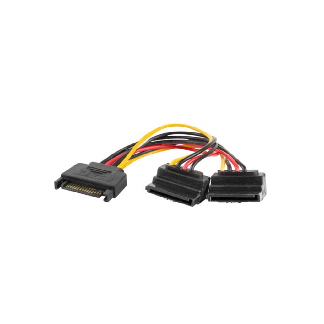 Cabo de alimentação lanberg sata macho/2x sata fêmea 15cm