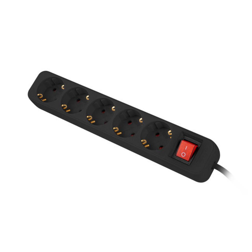 Regleta lanberg 5 tomas schuko con protecion preto 3m