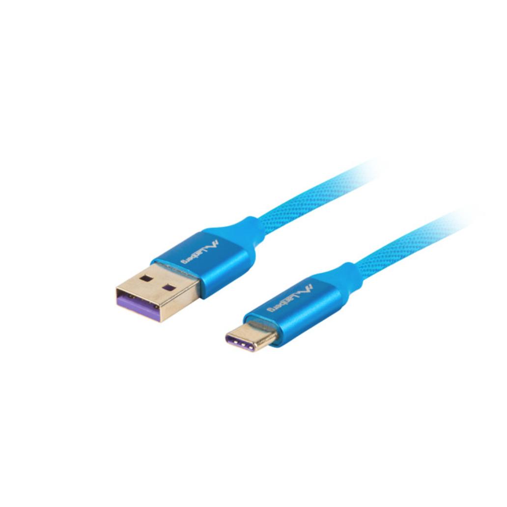 Cabo usb lanberg 2.0 macho/usb c macho 5a 1m azul
