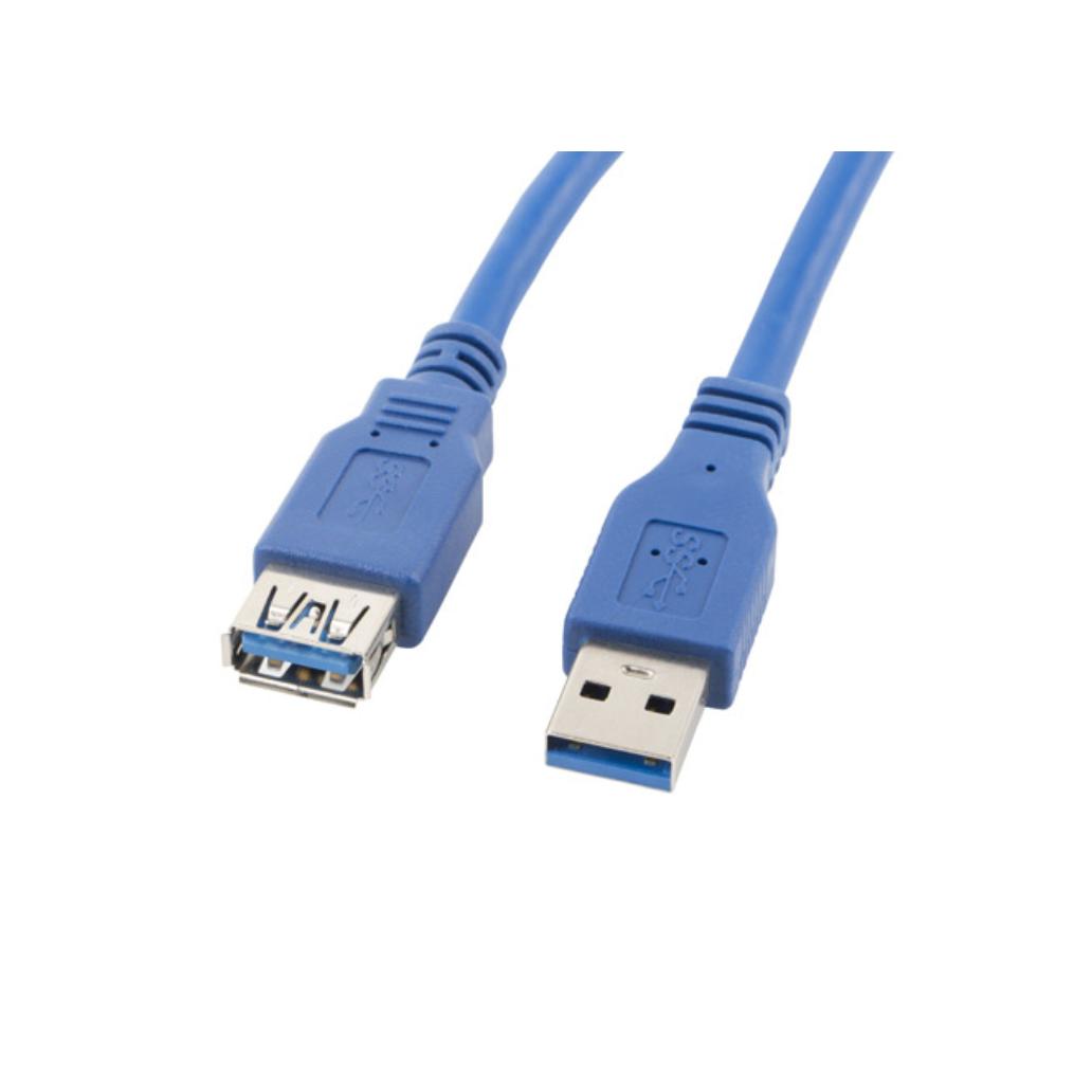 Lanberg cabo de extensão usb 3.0 macho macho fêmea 1,8m azul