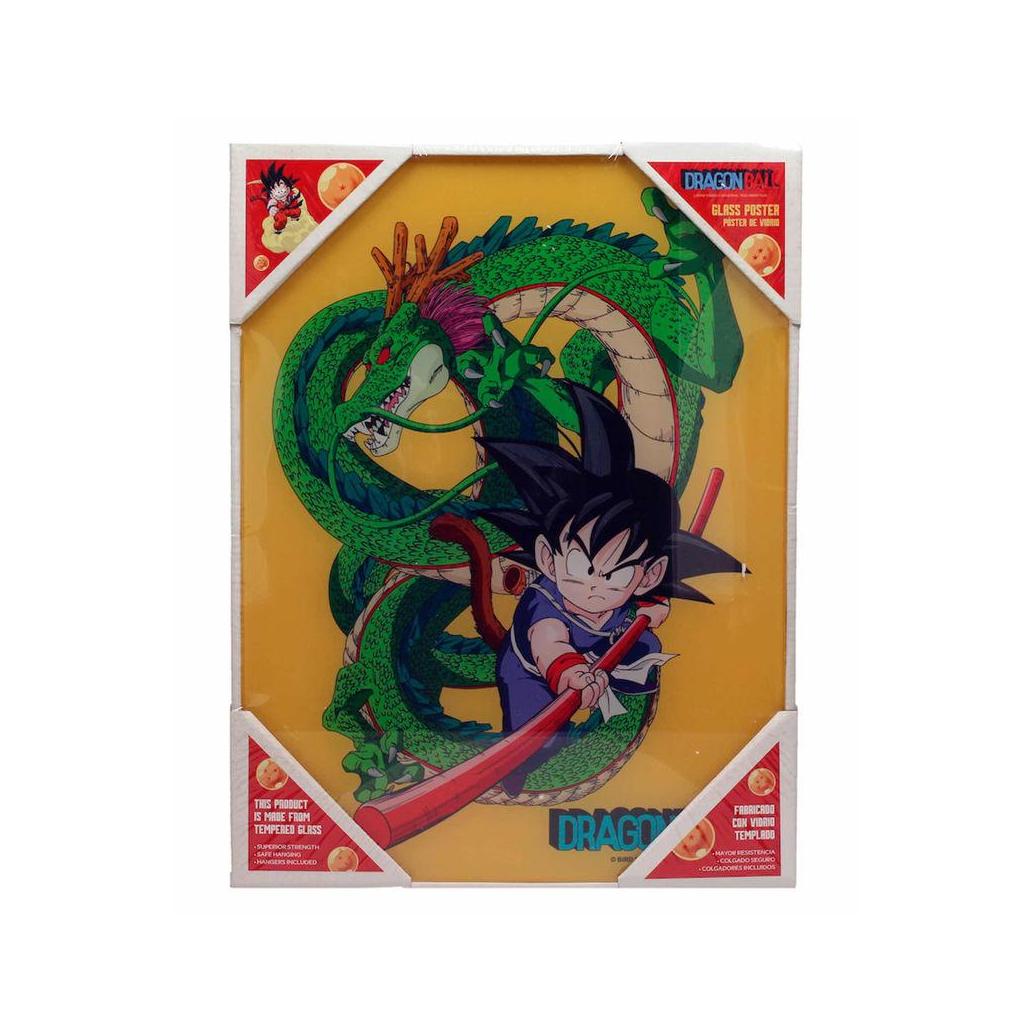 Poster em vidro de dragon ball goku com shenron