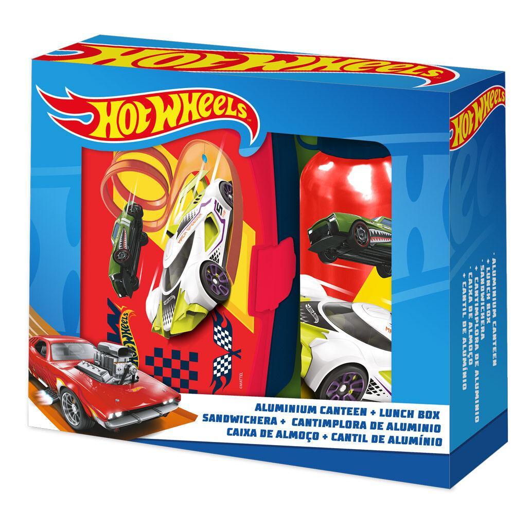 Conjunto lancheira hot wheels + garrafa de alumínio 500ml