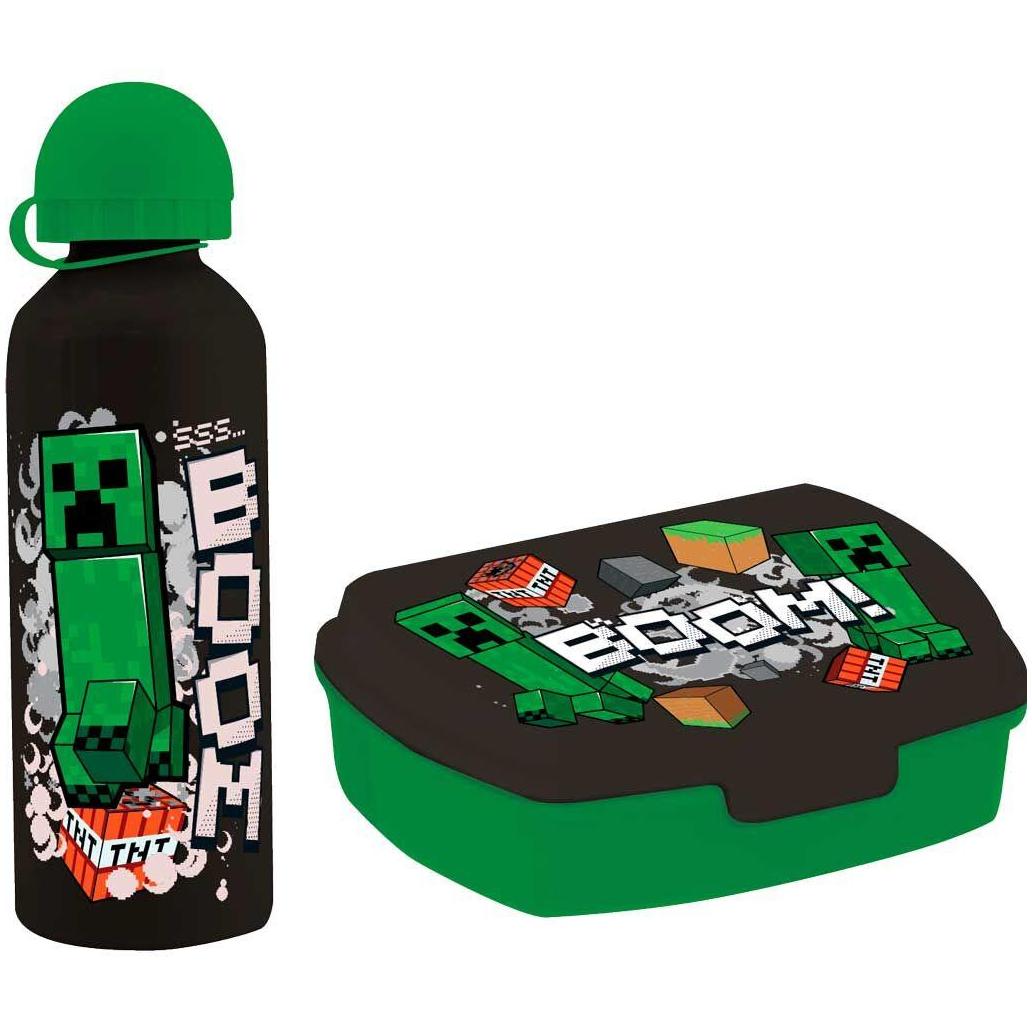 Conjunto lancheira minecraft + garrafa de alumínio 500ml