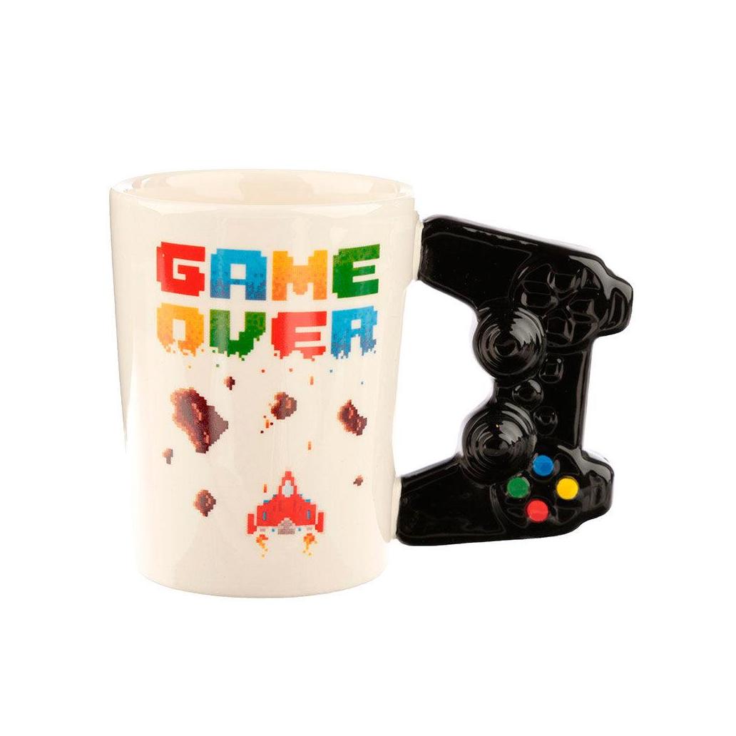 Chávena com pega em forma de jogo game over controller video