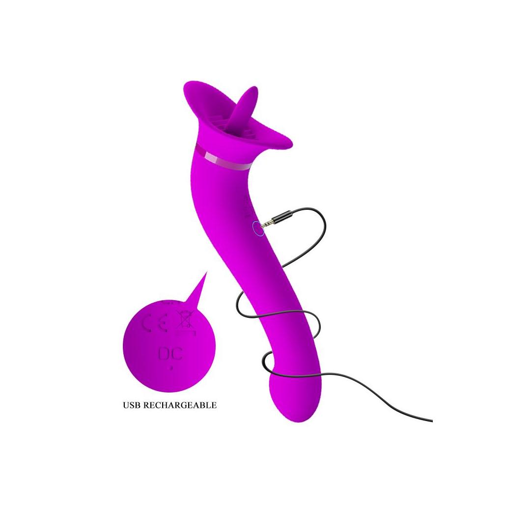 Vibrador faust com estimulador de língua usb