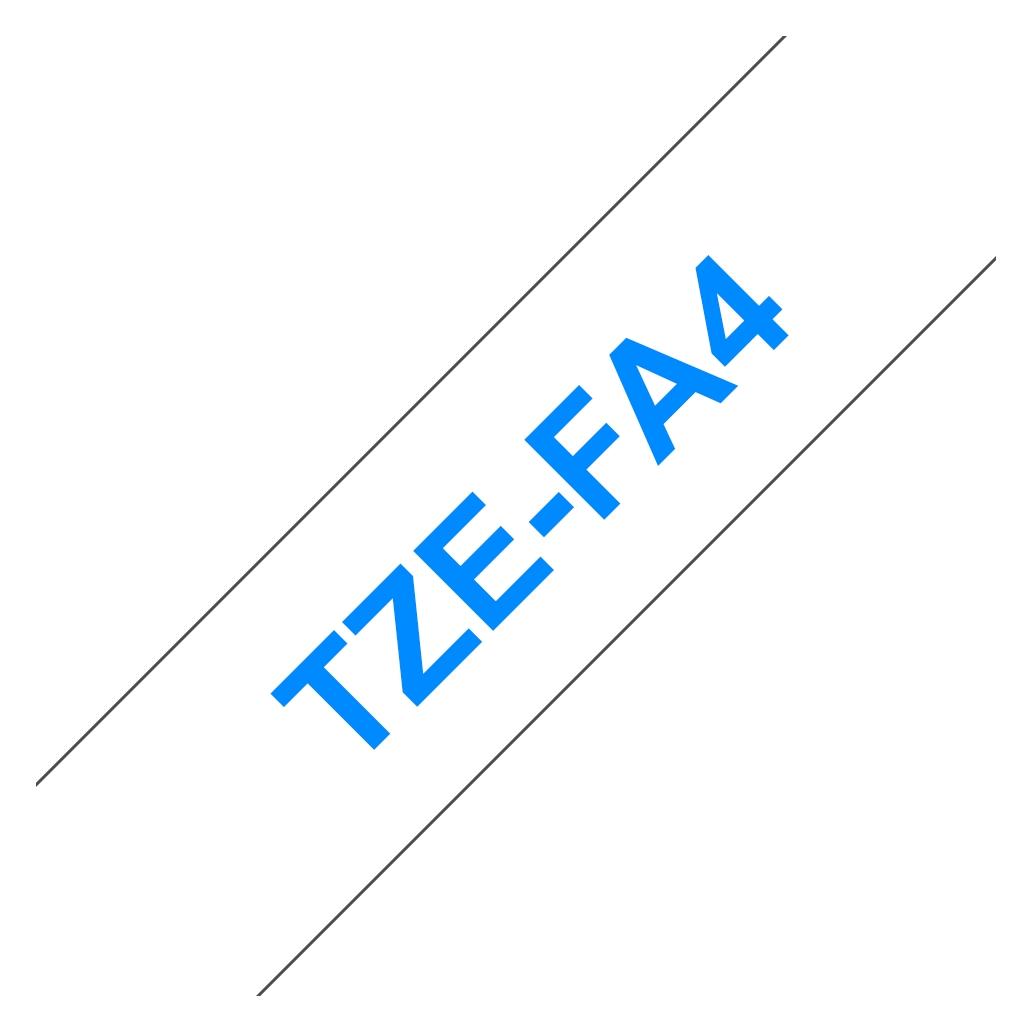 Fita compatível brother tzefa4 têxtil texto azul em fundo br