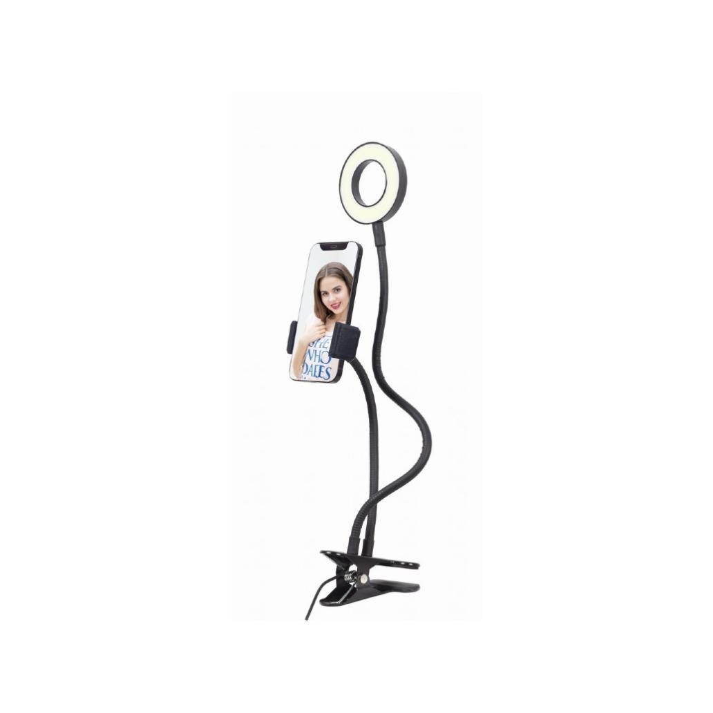 Anel luminoso para selfies com suporte para telemóvel