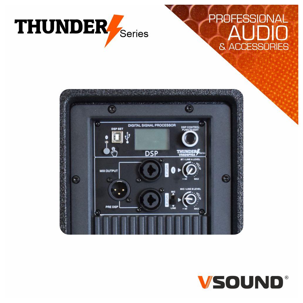 Coluna amplificada profissional 15" dsp/usb/bt 1100w vsound