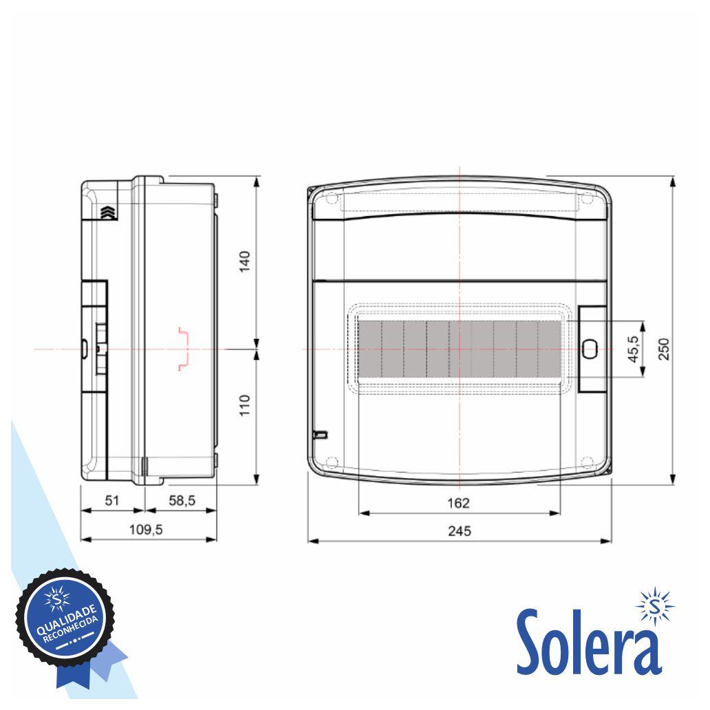 Caixa distribuição elétrica 9 elementos ip65 ik08 solera