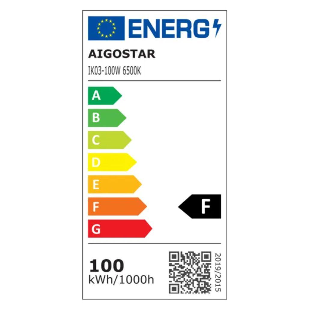 Foco led 100w 230v 6500k 8900lm c/ sensor ip65 preto