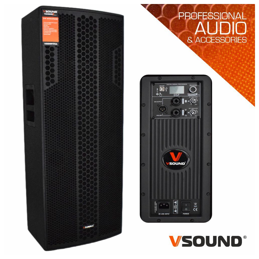 Coluna amplificada 2x15" dsp/usb/bluetooth 1600w vsound