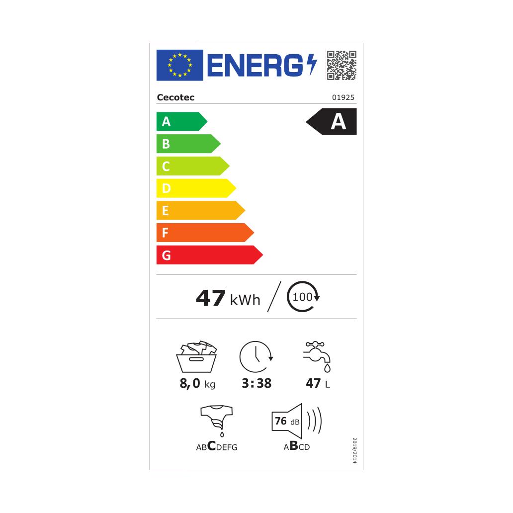 Máquina de Lavar Roupa Cecotec Inverter 8Kg 1400rpm