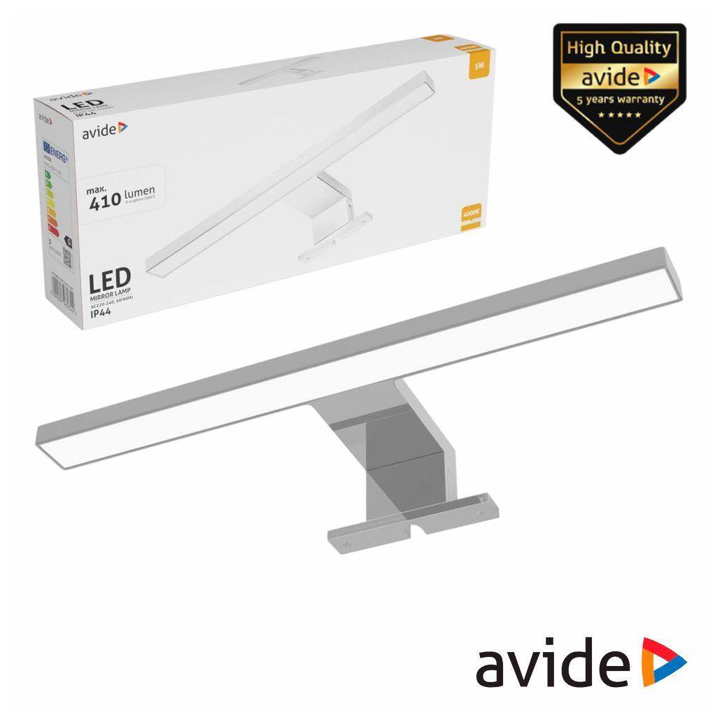 Candeeiro led 5w 410lm 300mm 4000k ip44 cromado avide
