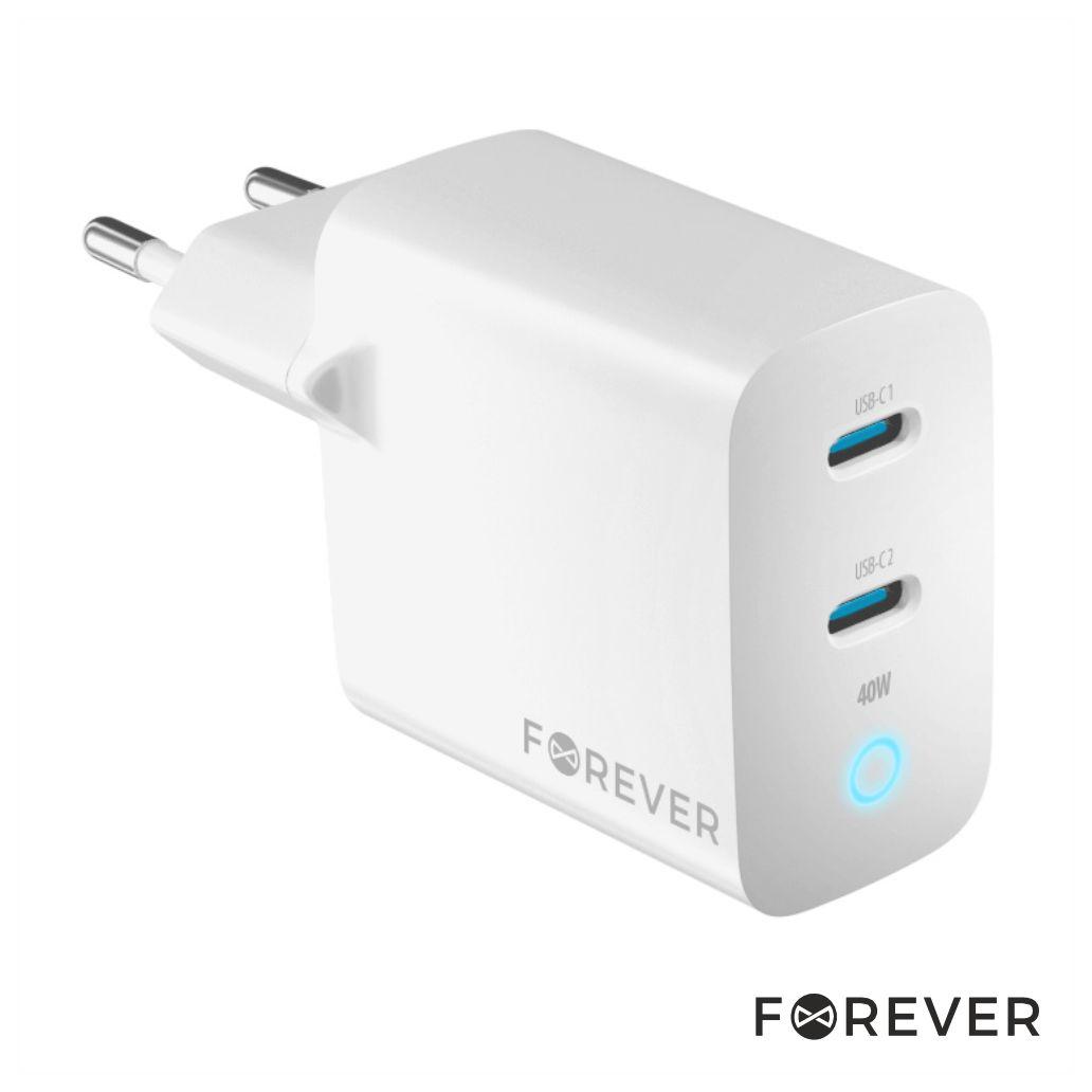 Alimentador comutado 2xusb-c pd/qc 40w gan forever
