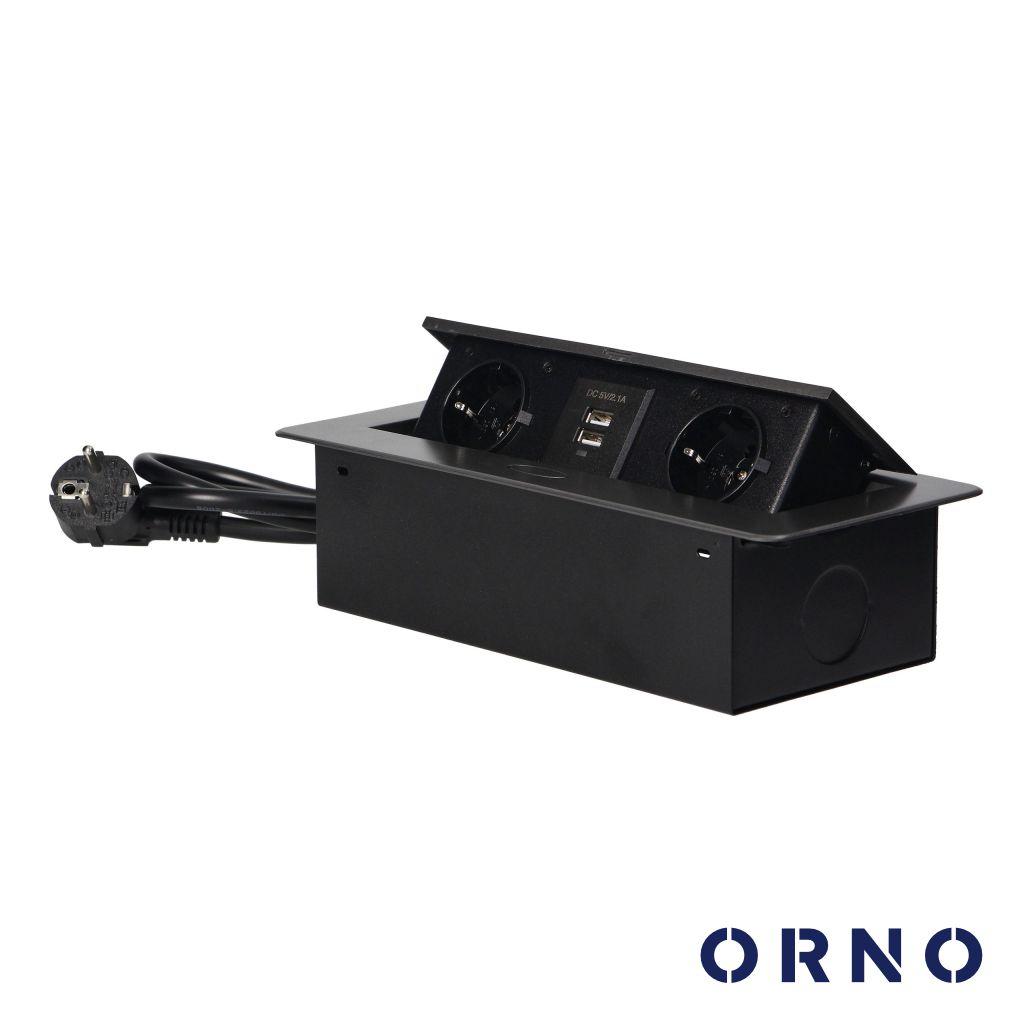 Tomada elétrica encastrar 2x schuko 2x usb cinzento orno