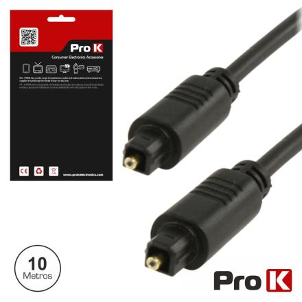 Cabo De Fibra Óptica Toslink 10m Preto Prok