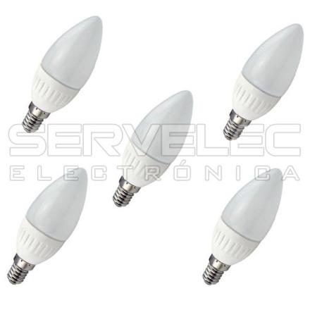 Pack 5 Lâmpadas Led 3w E14 Branco-Frio
