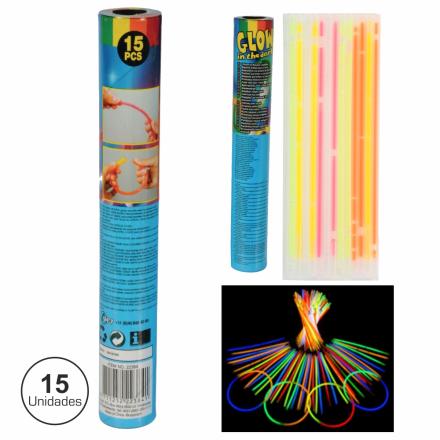 Conjunto 15 Barras Luminescentes 0.5x20cm Varias Cores